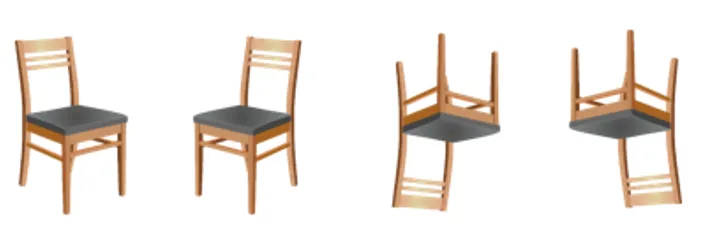 The same chair shown from several viewpoints and orientations, still recognized as one chair